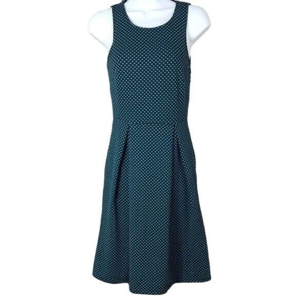 41 Hawthorn Jace Dress Green Black Small Fit Flare Lined Sleeveless Dot - Picture 4 of 6